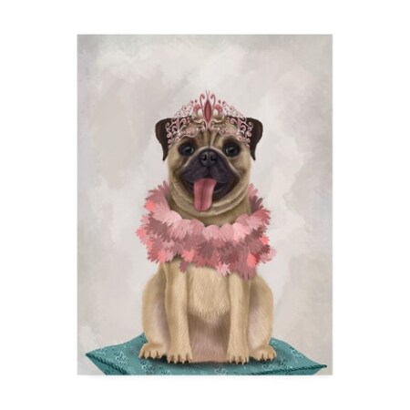 Trademark Fine Art Fab Funky 'Pug Princess On Cushion' Canvas Art, 24x32 WAG15890-C2432GG